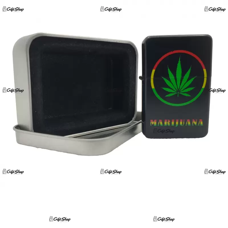 Marijuana black, bricheta gen zippo metalica model 8